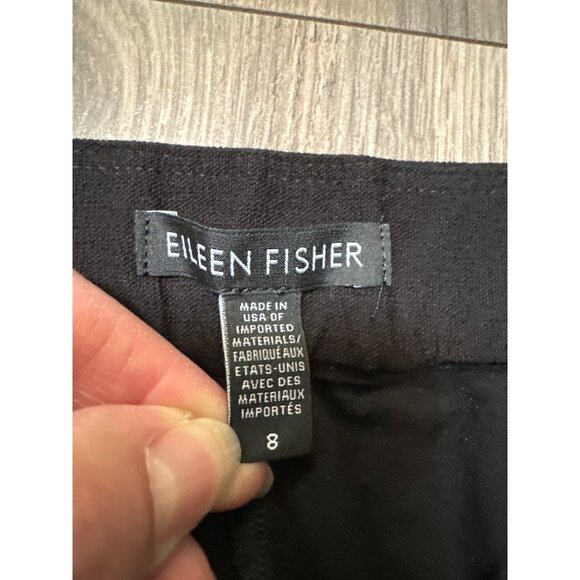 Eileen Fisher Womens Wide-Leg Black Pants Size 8 Viscose Blend Cropped - Picture 5 of 8